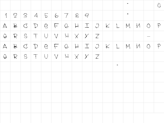 Weedface Regular  glyph index