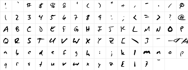 tjk Regular  glyph index