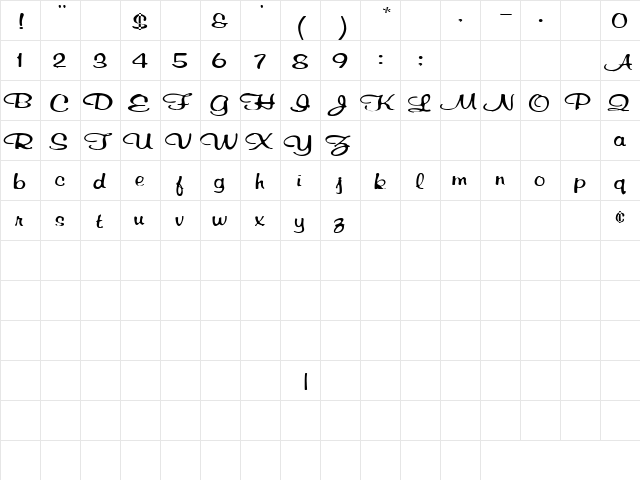 Demented 1 Regular  glyph index