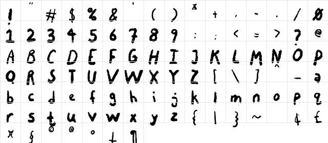 Chalky Chicken Regular  glyph index