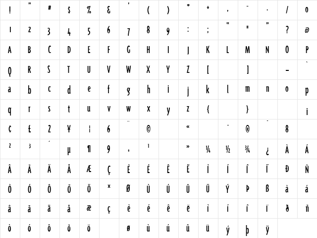 Triplex Cond Regular Regular  glyph index