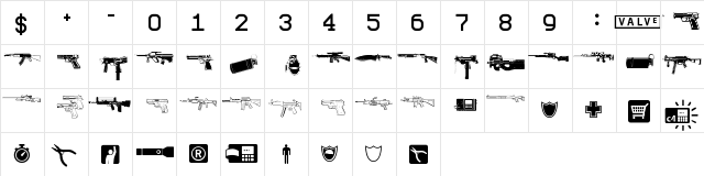Counter-Strike Regular  glyph index