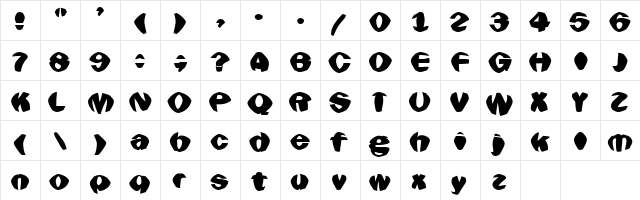 Goldfish Regular  glyph index