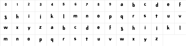 Benny Bold Regular  glyph index