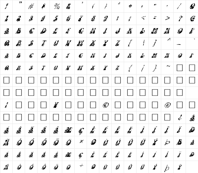 FZ JAZZY 16 HOLEY ITALIC Normal  glyph index