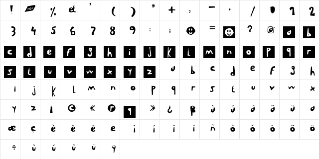LeVincent Medium  glyph index
