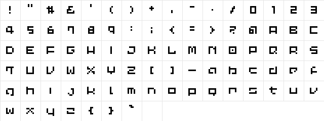 Common Pixel Regular  glyph index