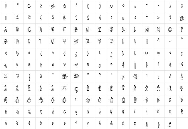 Cuddlebugs Outline Regular  glyph index