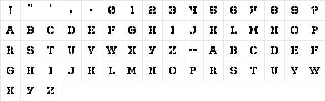 Rick Lobster Regular  glyph index