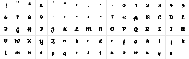 QueenOfCorona Regular  glyph index