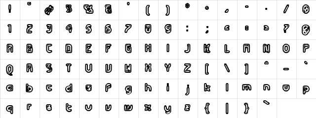 Futurex Metal-gear Bold Futurex Metal-gear Bold  glyph index