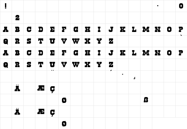 Cowboys 2.0 Regular  glyph index