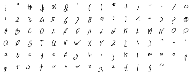 BN FontBoy Regular  glyph index