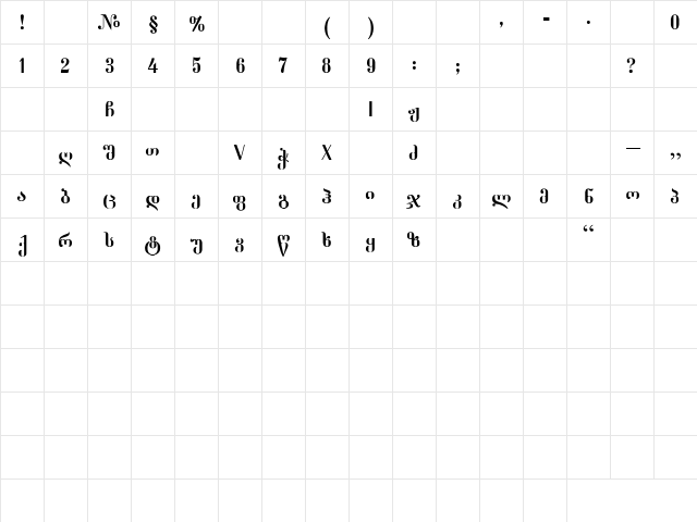 GEO-DumbaNusx Regular  glyph index