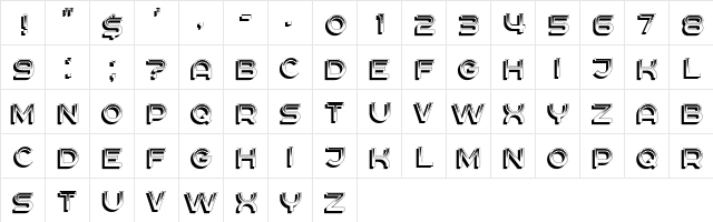 Driveller Regular  glyph index