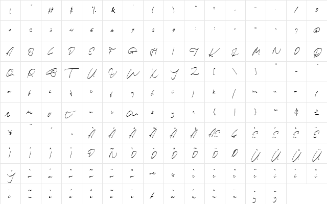 Scootish Regular  glyph index