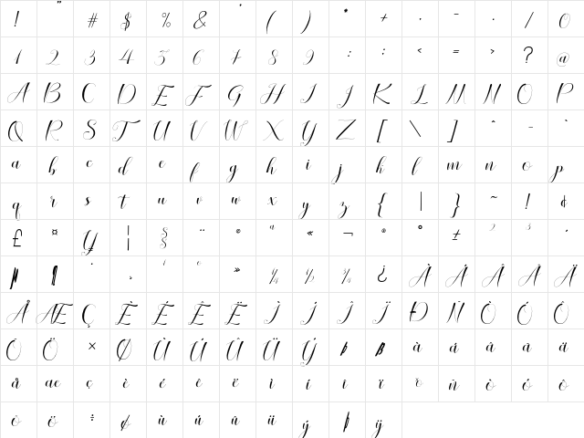 Dagestan Regular  glyph index