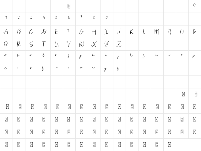La Muselle Regular  glyph index