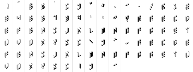 3D Isometric Bold  glyph index