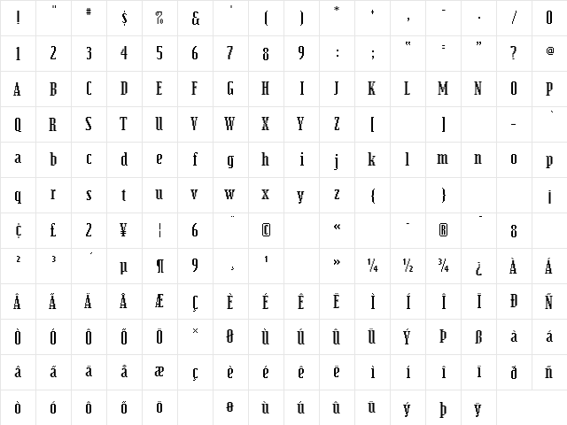 EmigreFifTeen Medium  glyph index