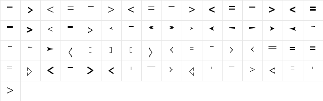 CreativeArrows LT Regular  glyph index
