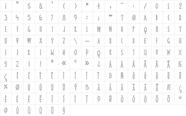 DK Canned Whale Regular  glyph index