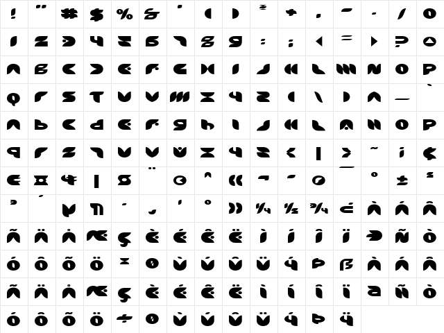 Puff Angel Expanded Expanded  glyph index