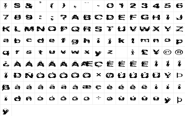 FZ WARPED 10 EX Normal  glyph index