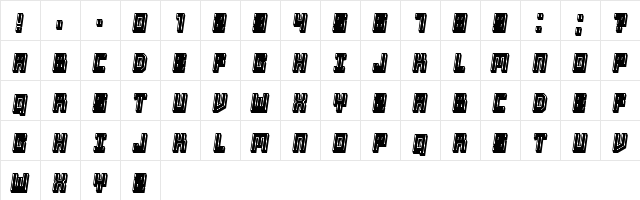 Tricks Italic  glyph index