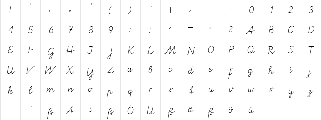 SchulschriftA Regular  glyph index