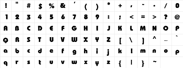 Grunge Gropus Heavy Regular  glyph index
