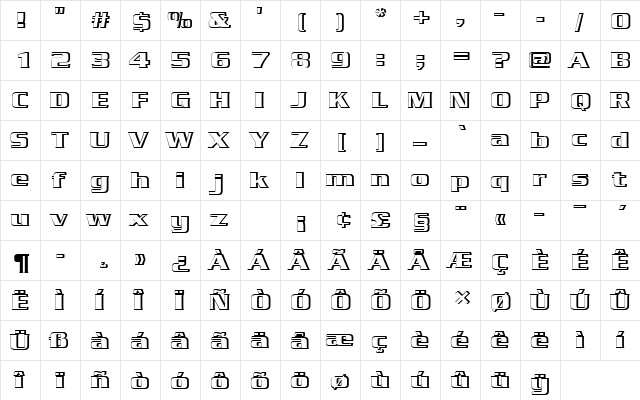SerpentineDBolRe1 Regular  glyph index