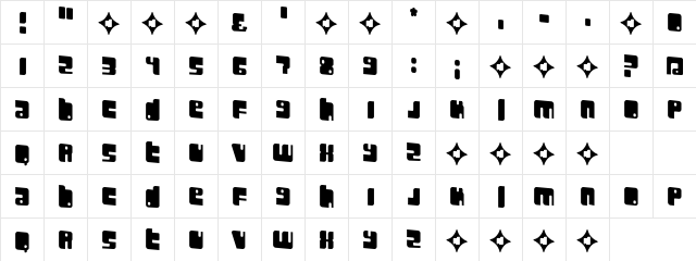 GirlieMen Regular  glyph index