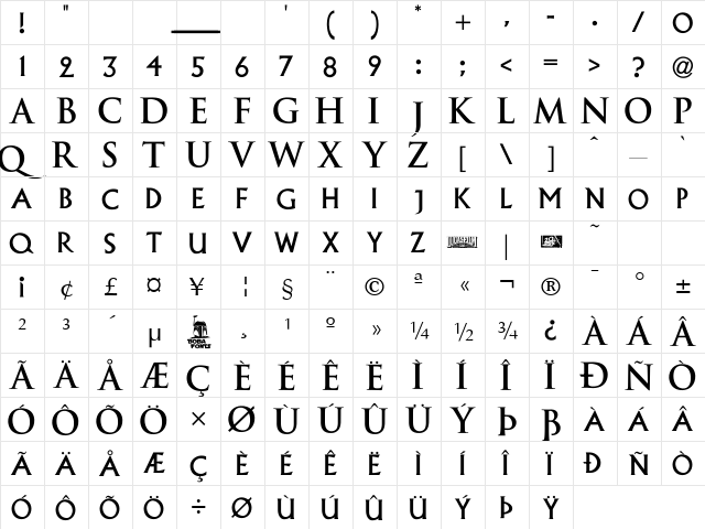 EPISODE I Regular  glyph index