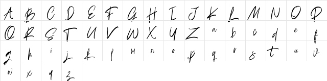 Briliantine Script Demo Regular  glyph index