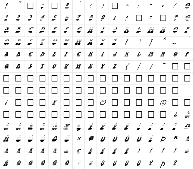 FZ JAZZY 16 STRIPED ITALIC Normal  glyph index