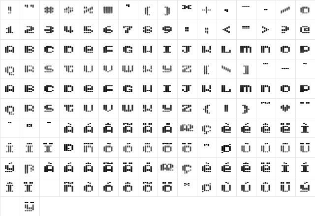 Intergalaktika Regular  glyph index