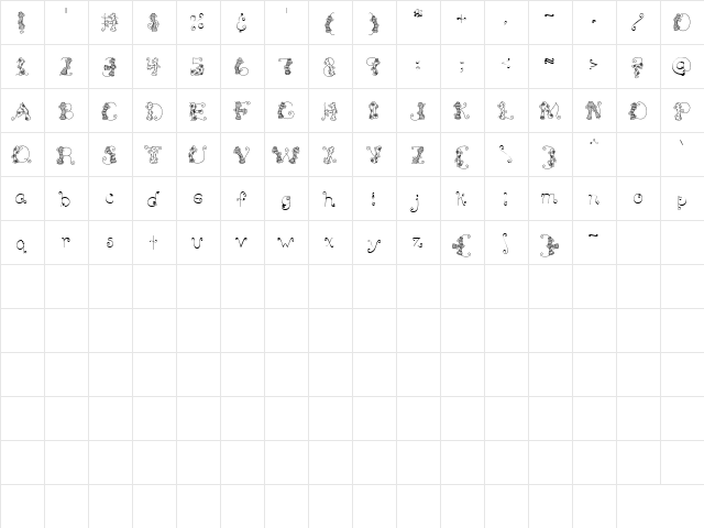 LD Boogie Regular  glyph index
