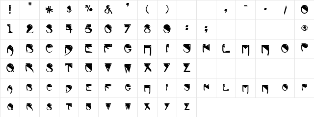 Yolk Regular  glyph index