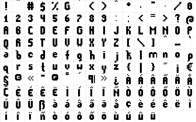 Grid-30 Regular  glyph index