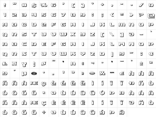 Annapolis 3D Regular  glyph index