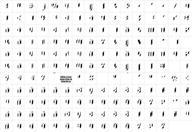 BlockedSide Regular  glyph index