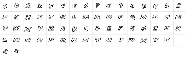 BrainWashers Regular  glyph index