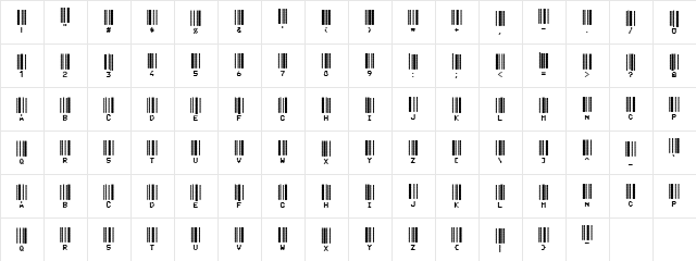 CODE3X D  glyph index