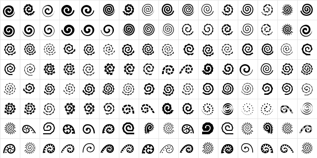 Altemus Spirals  glyph index