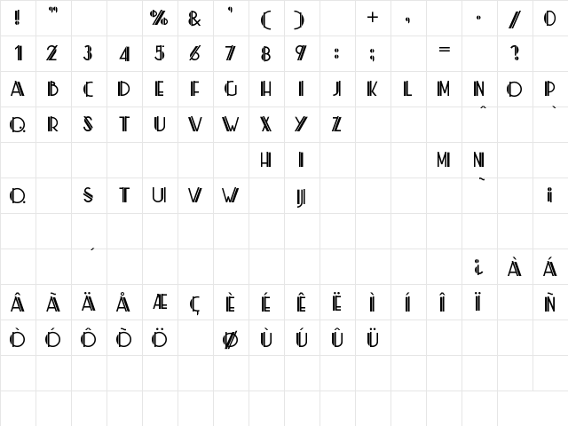 Zig Zag ML Regular  glyph index