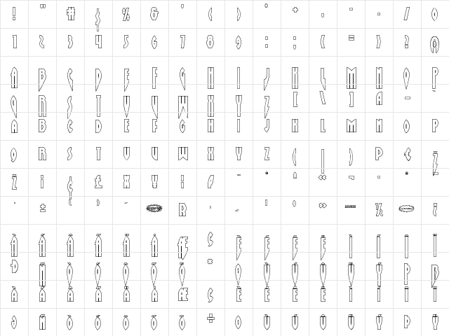 Zirconian Outline Regular  glyph index