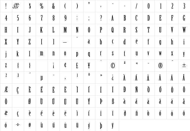 SentinalSSK Regular  glyph index