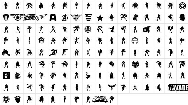 Super Soldier Regular  glyph index