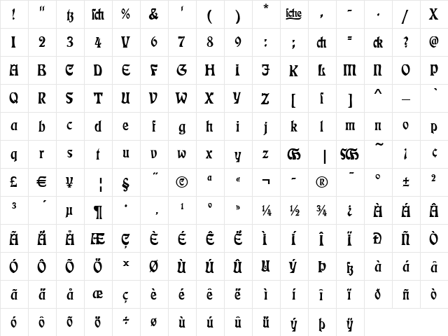 Rudelsberg Alternate Regular  glyph index